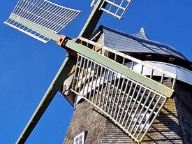 Windmühle Röbel - Ansicht auf Kappe mit Flügeln 2025