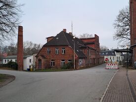 Wassermühle Neubukow - Ansicht Mühle und Schornstein von Altstadt 2025