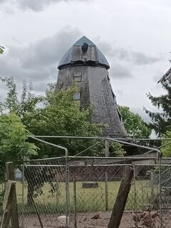 Windmühle Grammentin - Ansicht der Mühle vom Dorf 2024