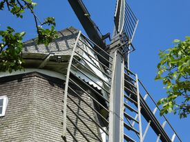 Windmühle Altkalen - Ansicht auf Kappe mit eisernen Flügel 2025