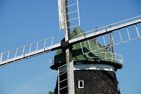 Windmühle Nantrow - Ansicht auf Kappe mit Flügel 2024