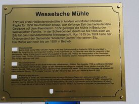 Windmühle Anklam die Schwedenmühle - Infotafel am Eingang 2024