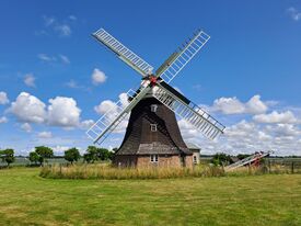 Windmühle Rövershagen - Ansicht der völlig frei stehenden Mühle 2025