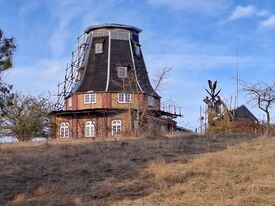 Windmühle Neukloster - Mühle mit Kappe am Erdboden auf dem stadtüberragenden Mühlenberg 2025