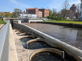 Wassermühle Neubrandenburg die Vierrademühle - Ansicht Wehr mit Fischtreppe 2025