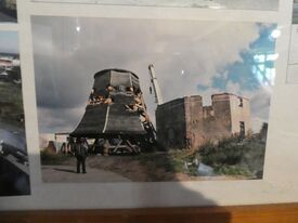 Windmühle in Malchow die Stadtmühle - Infotafel mit Bild der Sanierung der Mühle in den 1990er Jahren