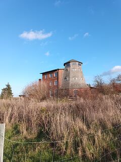 Motormühle Japenzin - Ansicht West mit Windmühle und Motormühle 2025
