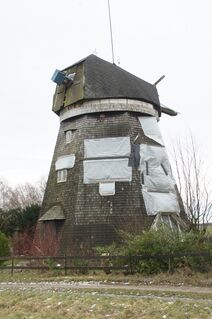 Windmühle Letzin - starke Schäden an der Eindeckung Achtkant 2024