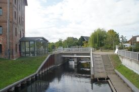 Wassermühle Bützow - Ansicht des heutigen Wasserlaufes der Warnow neben der Mühle 2022