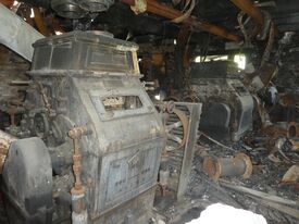 Windmühle in Wolgast die Wendorfsche Mühle - Ansicht der ausgebrannten Mahltechnik hier der Walzenstühle 2024