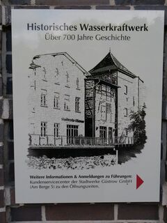 Wassermühle in Güstrow die Mühlentormühle - Infotafel Mühlenstandort 2025