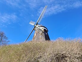 Windmühle Röbel - Mühle auf kleinem Mühlenberg über den Teich 2025