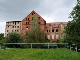 Wassermühle in Wismar die Klußer Mühle - Ansicht der Wasserseite Nordwest 2024
